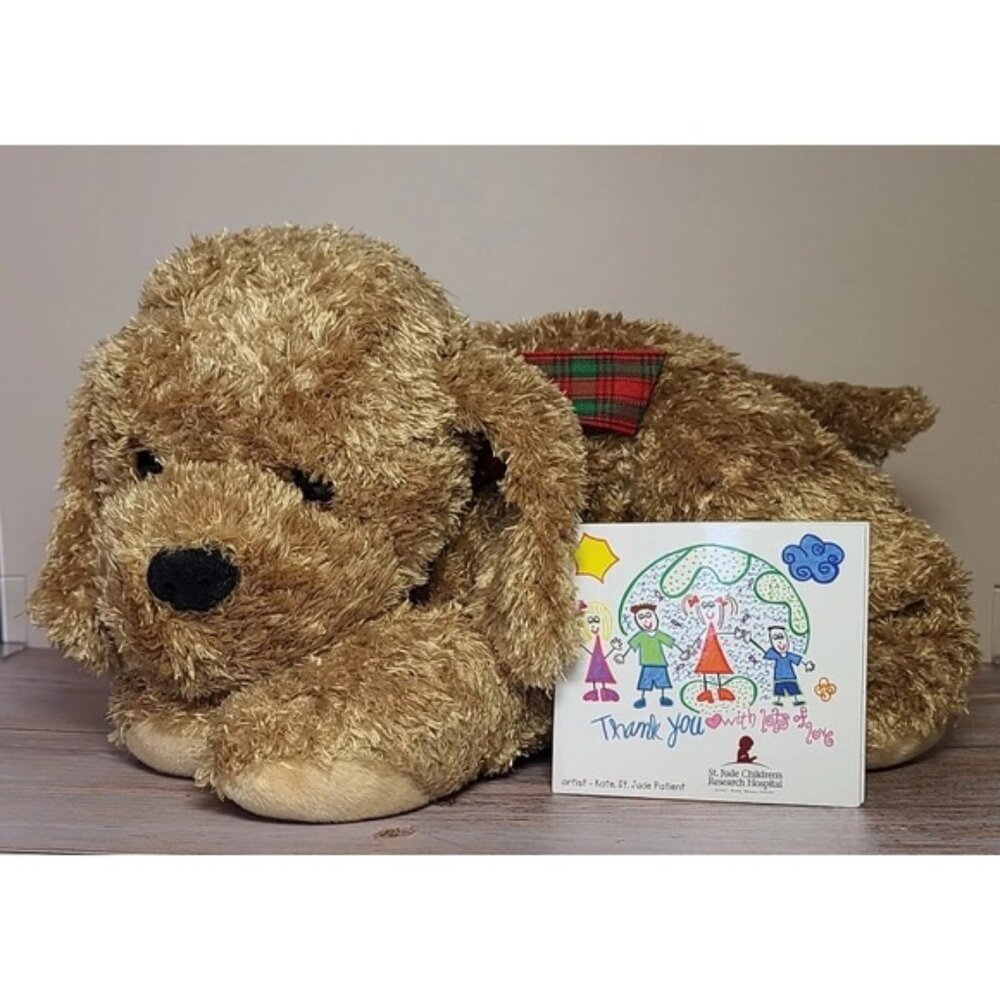 NWT Princess Soft Toys Duncan DOG Brown Floppy 12" Plush 2003 Red Green Bow